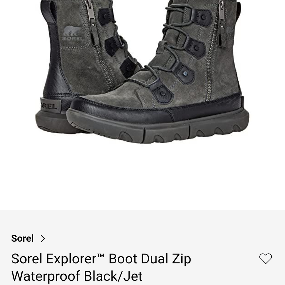 Sorel Explorer Dual Zip Gray and Black Boots